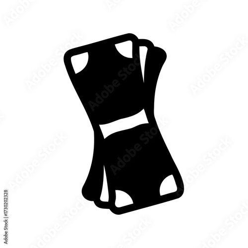 Stylized minimalist black and white illustration of several currency bills stacked together