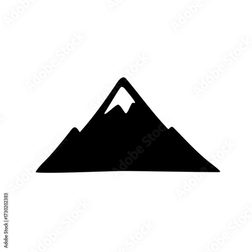 Minimalist mountain range illustration in black silhouette for outdoor adventure themes
