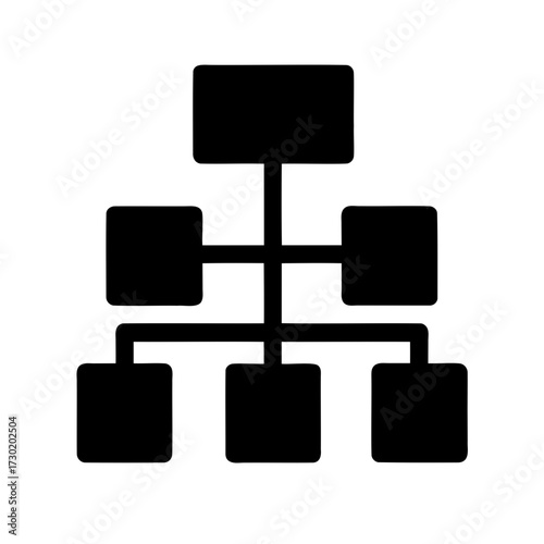 Black And White Hierarchical Structure Flowchart Diagram Illustrating Relationships And Data Flow