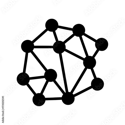 Network connection icon representing a complex web of interconnected nodes for communication