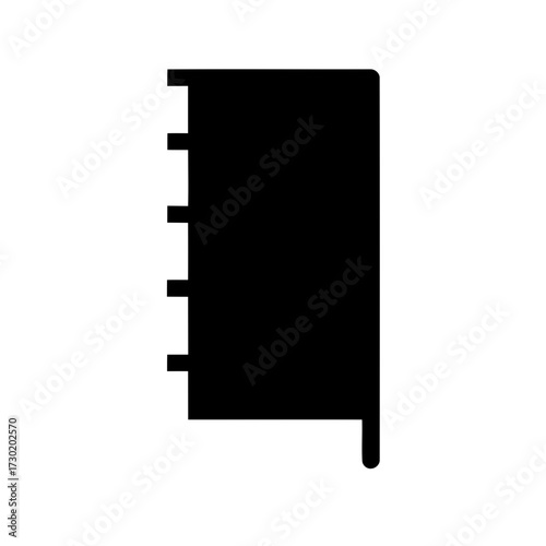 Silhouette image of a fivedrawer file cabinet in a basic style