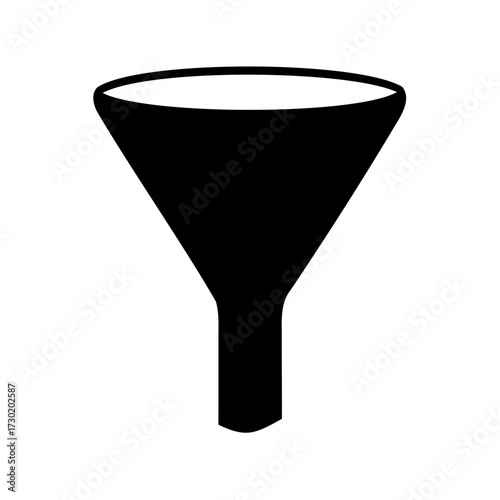 A single black funnel depicted against a solid white background image