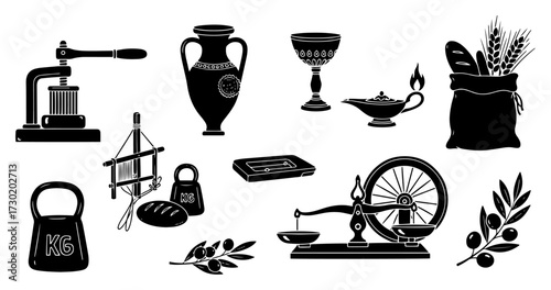 Vintage Craft and Antique Objects Icons Set