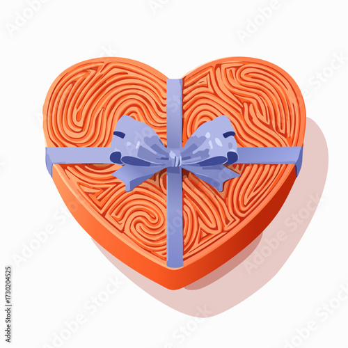 Heart-shaped box of spaghetti with a blue bow