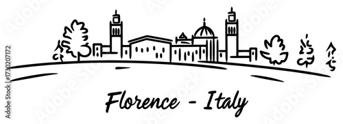 Florence Italy Skyline with Duomo Hand Drawn Vector