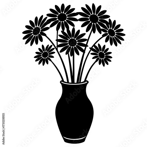 silhouette-of-a-daisy-bouquet-in-a-vase-