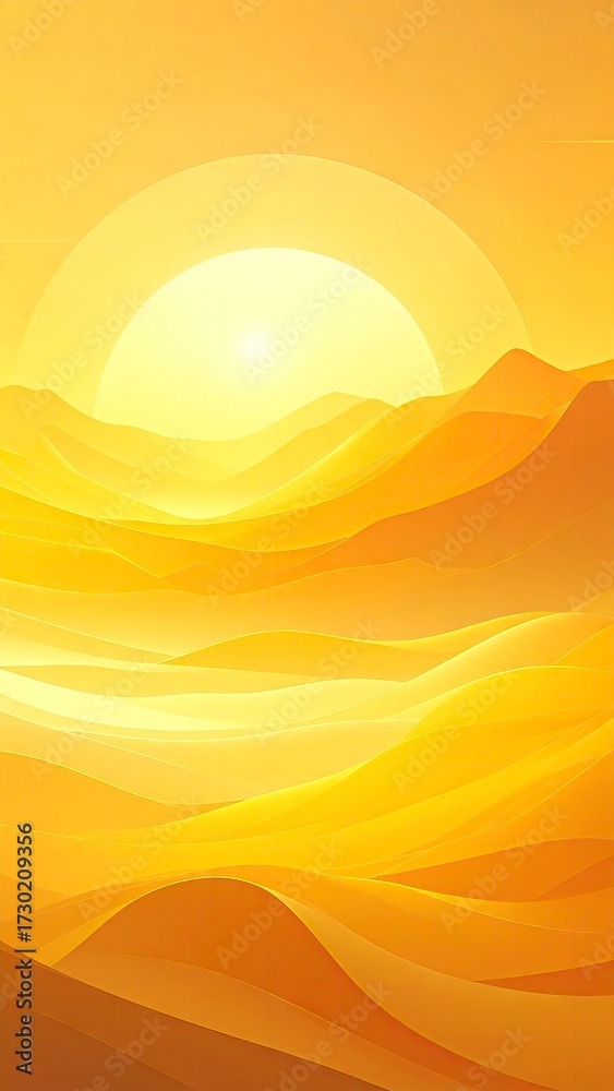 Fototapeta premium Golden Desert Sunrise Landscape.
