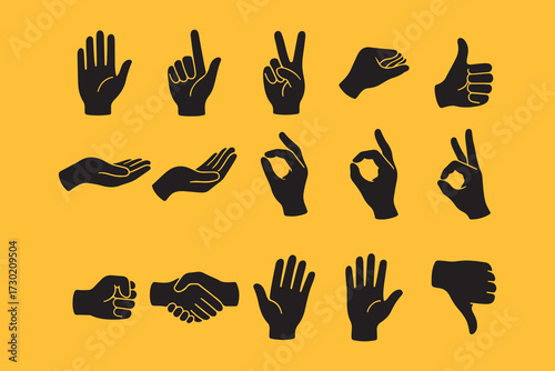 set of hand gestures vector 