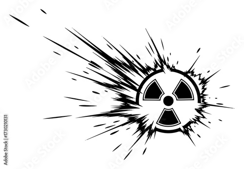 Radioactive Hazard Symbol Explosion Effect Hand Drawn Vector