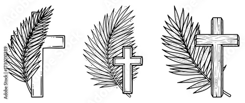 Christian Cross With Palm Leaves Palm Sunday