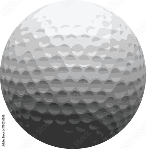 Golf ball illustration with dimple texture, realistic round sphere, sports equipment vector, outdoor game design, competition symbol, professional tournament artwork