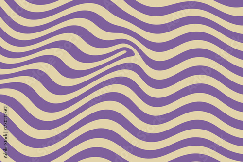 Retro wavy pattern with a psychedelic, groovy feel in purple and beige.