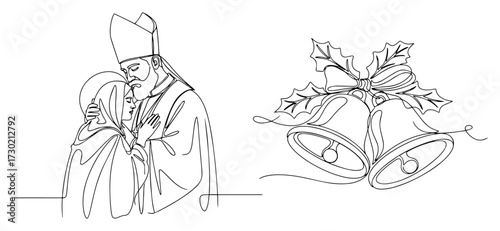 Bishop Blessing And Christmas Bells With Holly