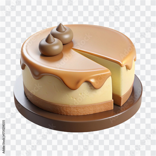 3D Baileys Cheesecake Icon | Creamy Dessert, Irish Cream Liqueur Cake Illustration