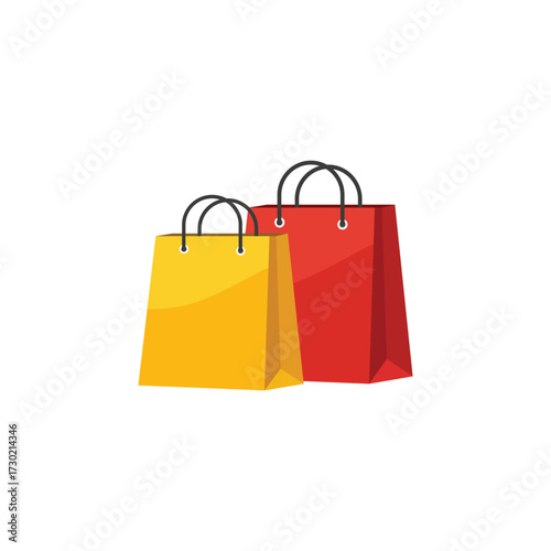  Yellow and Red Shopping Bags ,Colorful Shopping Bags for Retail and Ecommerce 