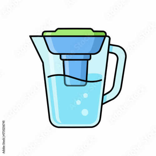 Water filter pitcher illustration for clean drinking water health and hydration concepts