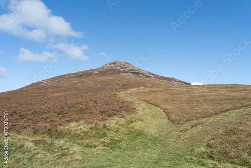 Trail leading to the summit of Yr Eifl mountain in Gwynedd, Wales, UK.