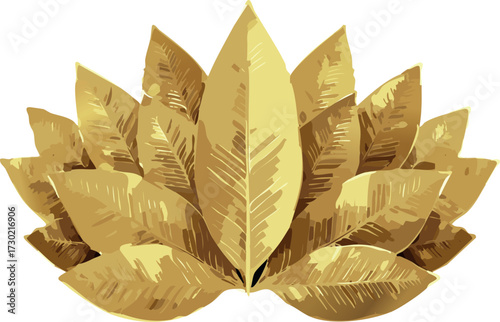 gold, leaves, fan, emblem, award, luxury, prestige, golden, winner, elegant, shiny, texture, metallic, celebration, honor, victory, achievement, design, graphic, isolated, white background, illustrati