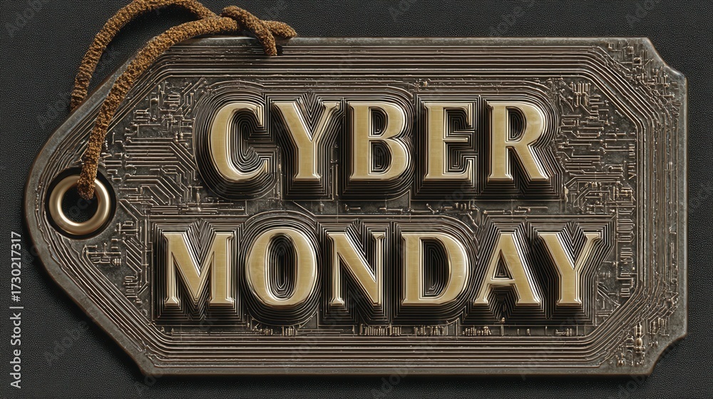 Obraz premium cyber monday Cyber Monday sale tag with intricate design and texture.