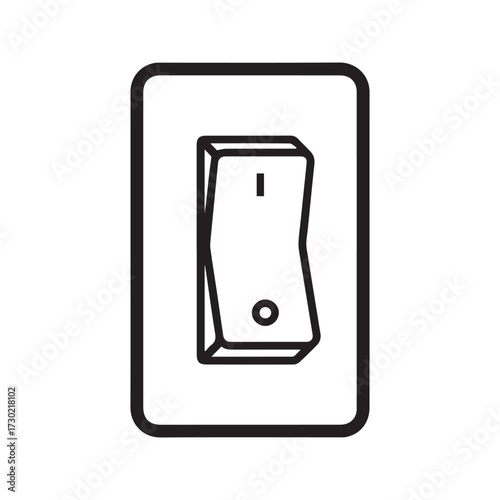 Light switch icon in the on position. Simple black outline vector illustration of a toggle power button for electricity and control.
