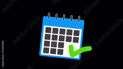 Calendar Checkmark Event Icon – Animation Alpha Loop