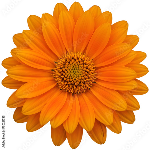 Closeup of a vibrant orange gerbera daisy isolated on transparent background