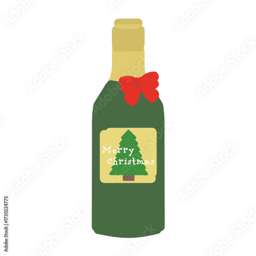 ワインボトル（クリスマス）　イラスト