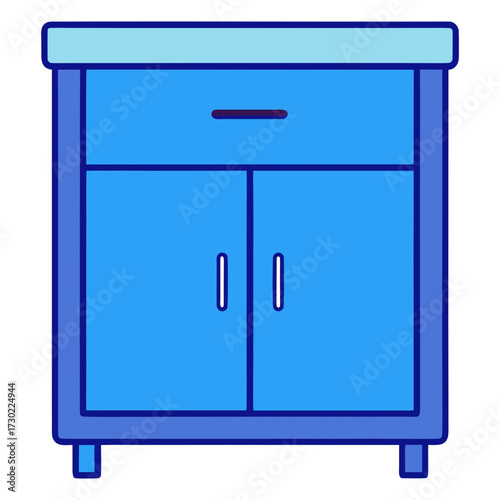 simple blue kitchen cabinet illustration