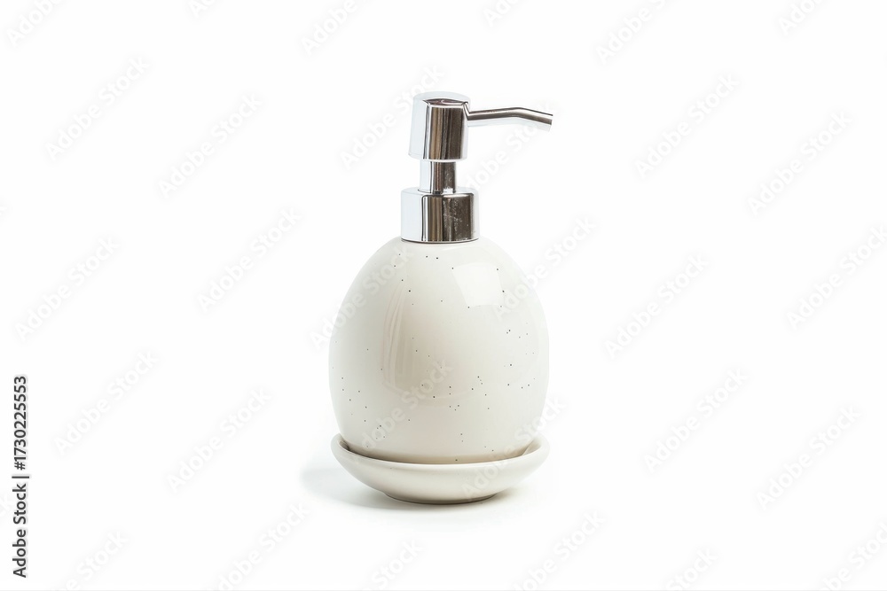 Fototapeta premium Elegant White Soap Dispenser Bathroom Decor Refillable Liquid Container on transparent background