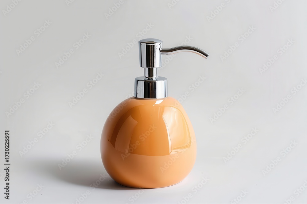 Fototapeta premium Peach Liquid Soap Dispenser Ceramic Bathroom Lotion Home Decor Hygiene and on transparent background