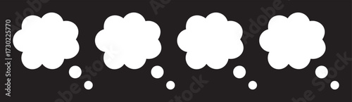 Printhought bubble icon .Retro cartoon comic style thought and speech bubble set.Simple line art thought bubble representing thinking