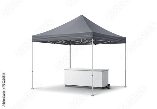 Professional modern grey pop up tent booth with white counter perfect for events exhibitions and outdoor markets