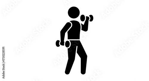 Achieve your fitness goals with this dynamic silhouette of a person lifting dumbbells, representing strength, health, and dedication to exercise