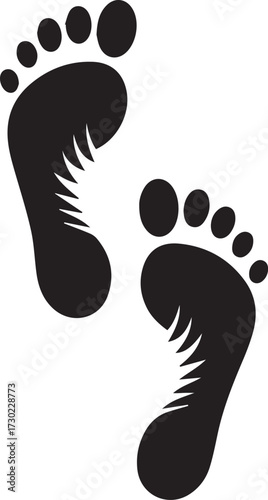 Black Silhouette of Two Human Footprints Facing Opposite Directions on White Background vector illustration