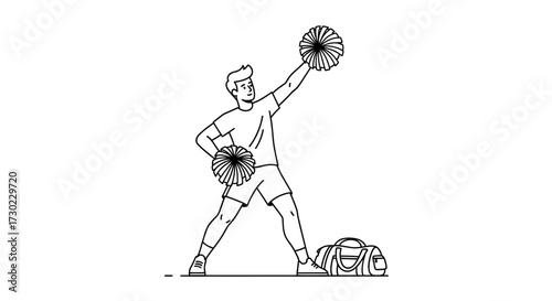 Enthusiastic cheerleader ready to rally the crowd with spirited pom-poms and a winning attitude, perfect for sports, school spirit, and youthful energy