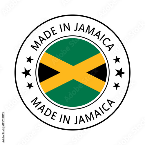 Jamaica Made in Stamp in circle with flag Vector template on white background