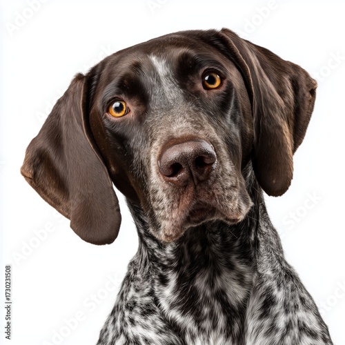 German Shorthaired Pointer dog portrait, white background cut out png