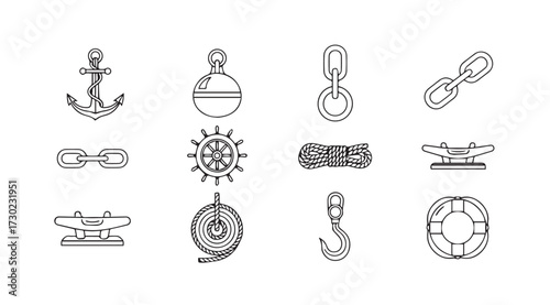 Vector art of nautical set isolated