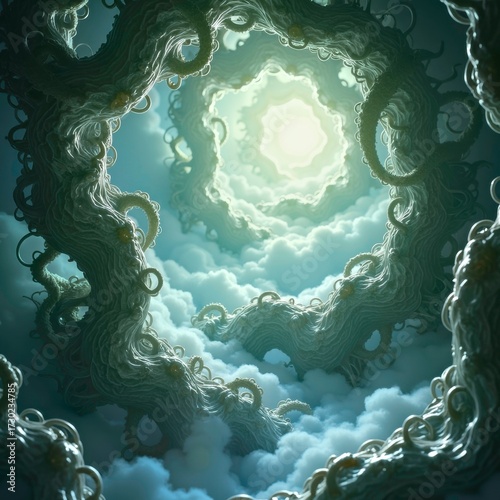 Artistic presentation of spiral cloud scenery