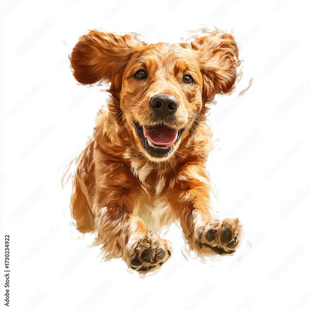 Obraz premium Happy Cocker Spaniel running, isolated, white, background, png, cut, out, transparent, white background cut out png