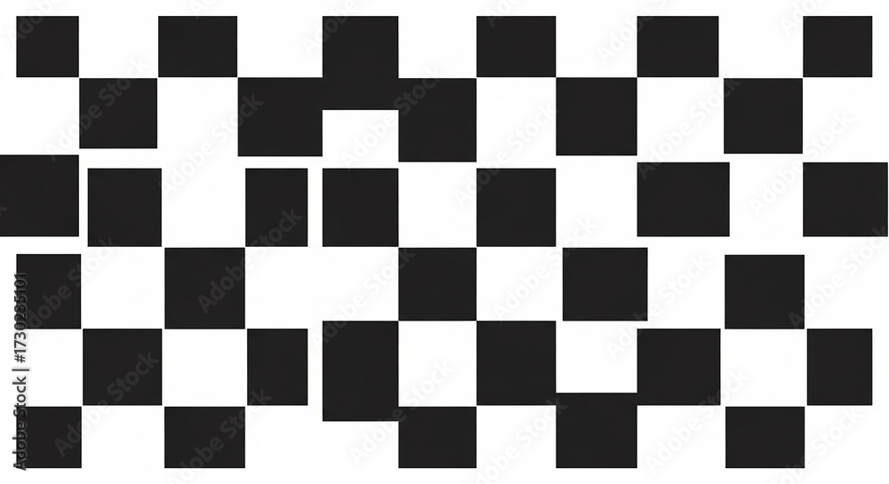 Fototapeta premium Abstract black and white checkerboard pattern with missing squares