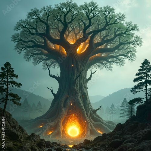 The artistic presentation of the luminous tree