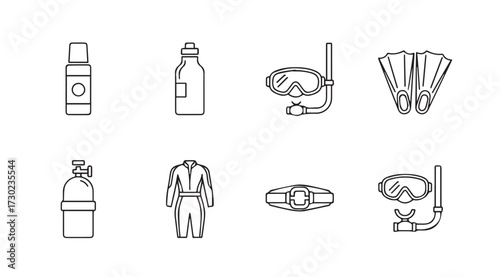 Vector art of diving equipment isolated