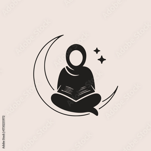 silhouette of a muslim woman reading a holy book