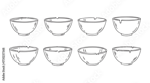 Vector art of bowl collection