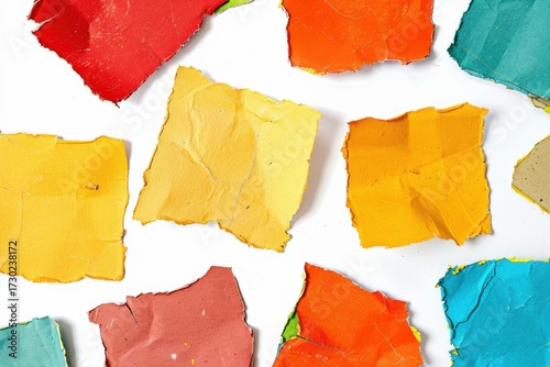 Vibrant Paper Pieces Colorful Abstract Art Ripped Paper Design Element on transparent background