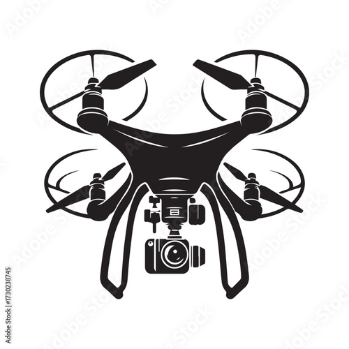 Quadcopter drone with camera and gimbal on a white background aircraft aerial