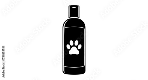Professional pet grooming shampoo bottle with iconic paw print symbol for healthy, happy animals
