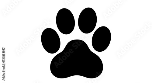 Black paw print symbol on white background, perfect for pet care, animal welfare, and veterinary clinic branding