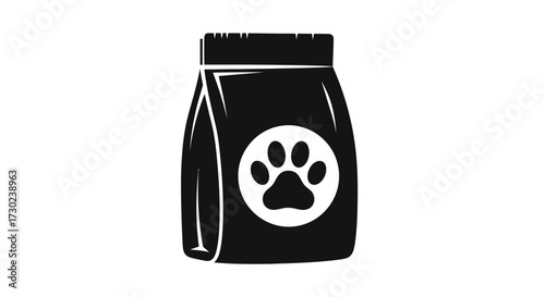 Iconic pet food bag with paw print symbol, ideal for pet care brands and veterinary clinic logos, showcasing animal love and nourishment.